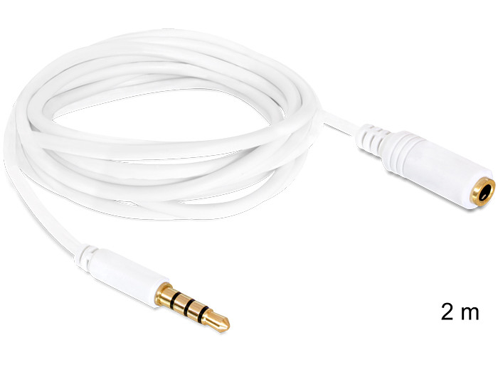 Delock audio sztereo Jack 3.5 mm apa / anya IPho 4 pin kábel, 2 m