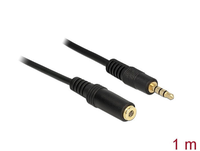 Delock Hosszabbító kábel Audio Stereo Jack 3.5 mm apa/ anya IPhone 4 pin 1 m