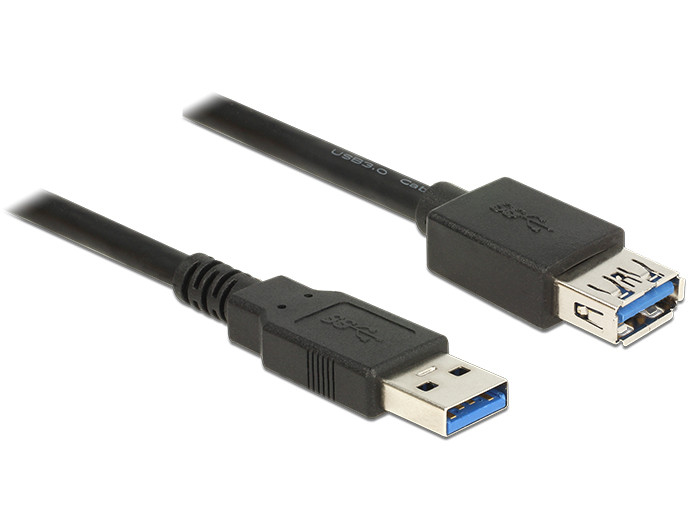 Delock USB 3.0-s bovítokábel A-típusú csatlakozódugóval > USB 3.0-s, A-típusú csatlakozóhüvellyel, 1