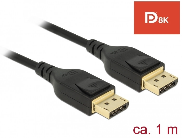 Delock DisplayPort kábel 8K 60 Hz 1 m DP 8K tanúsítvánnyal