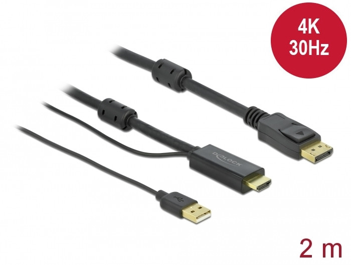 Delock HDMI - DisplayPort-kábel 4K 30 Hz 2 m