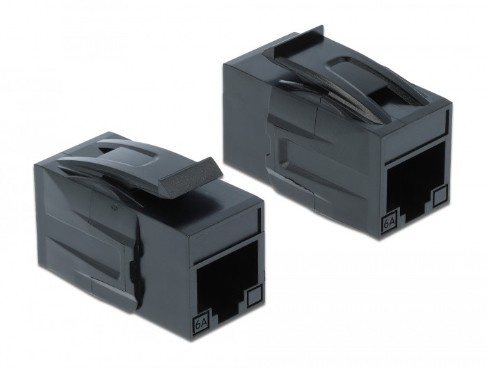 Delock Keystone modul, RJ45-aljzat > RJ45-aljzat, Cat.6A UTP, fekete