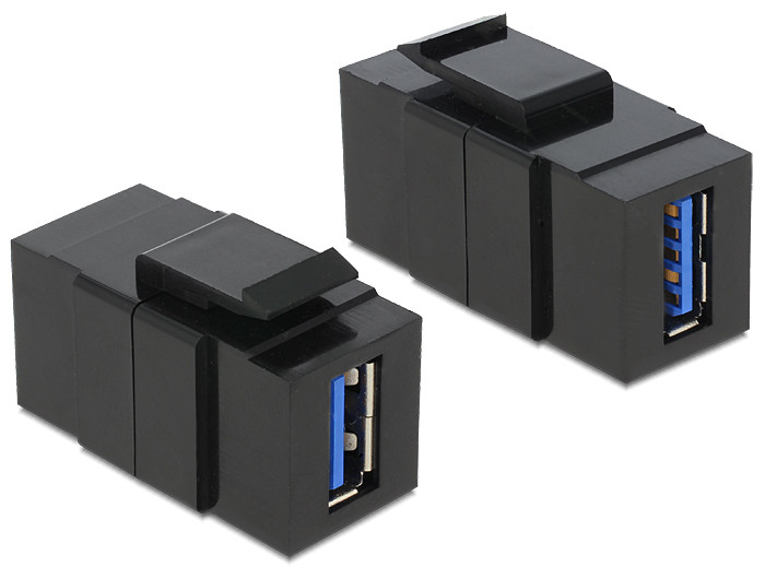 Delock Keystone modul USB 3.0 A anya > USB 3.0 A anya, fekete