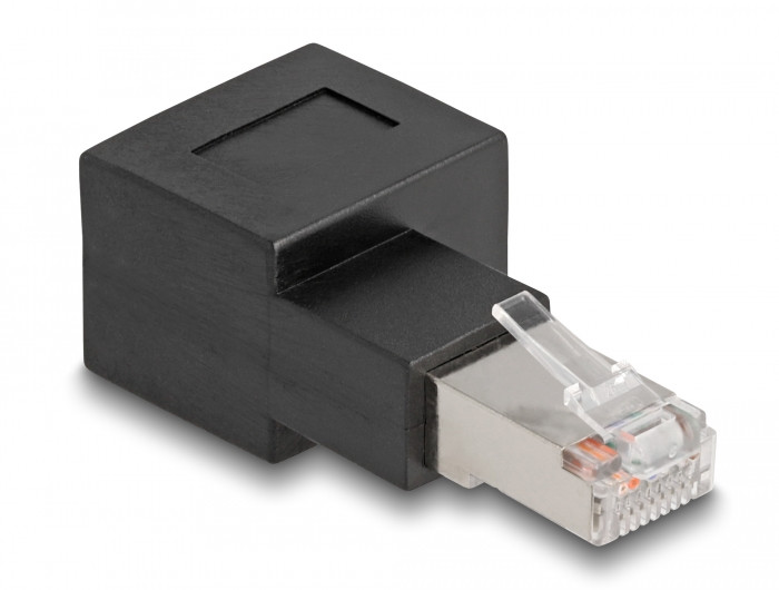 Delock RJ45 apa - RJ45 anya adapter Cat.6A 90 fokos szögben jobbra hajlítva