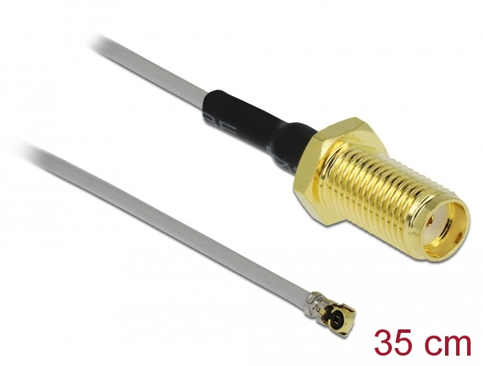 Delock Antenna kábel SMA anya válaszfali csatlakozóval apa MHF 4 -dugó 0.81 35 cm menethossz 10 mm