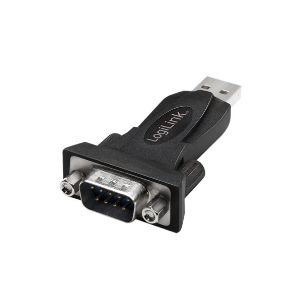 LogiLink USB 2.0 adapter, USB-A/M DB9/M (RS232), Win 11, fekete