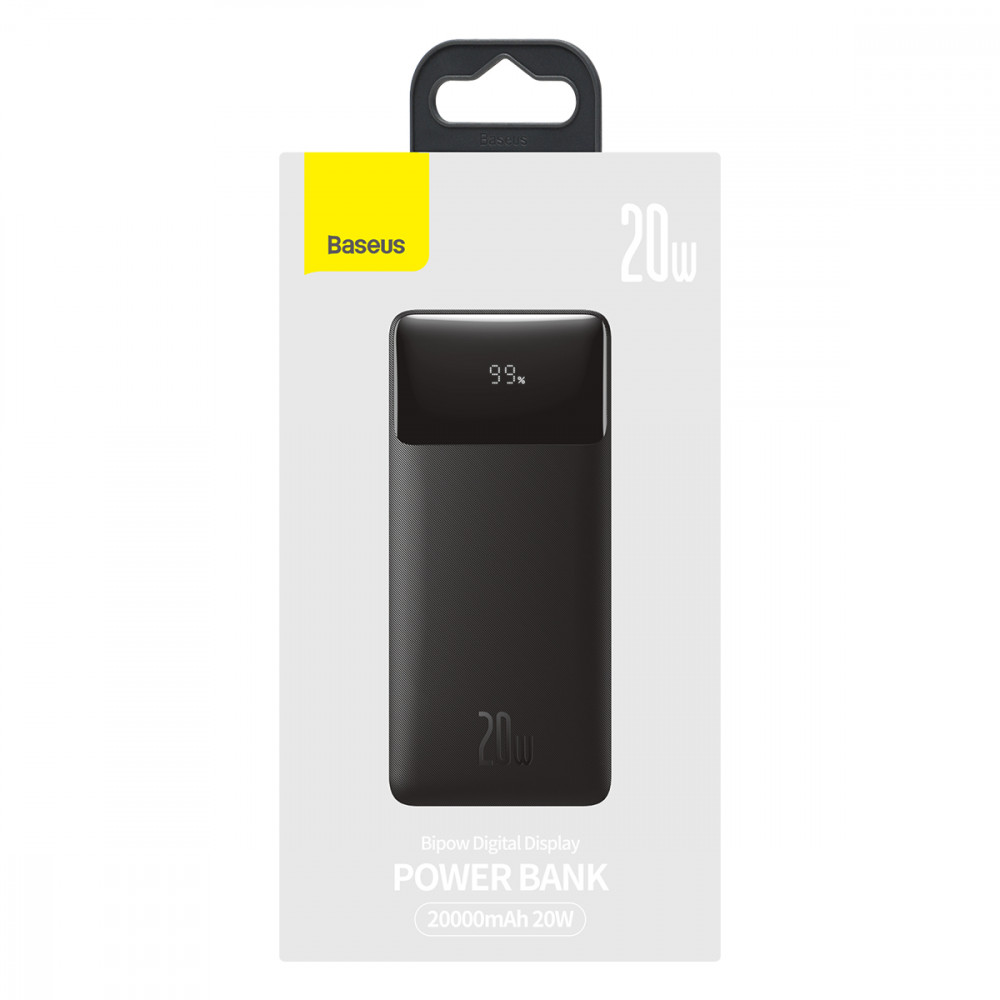 Baseus Bipow kijelzős Power Bank PPBD050402 30.000 mAh, 20W, fehér ( Micro-USB kábel, 25cm)