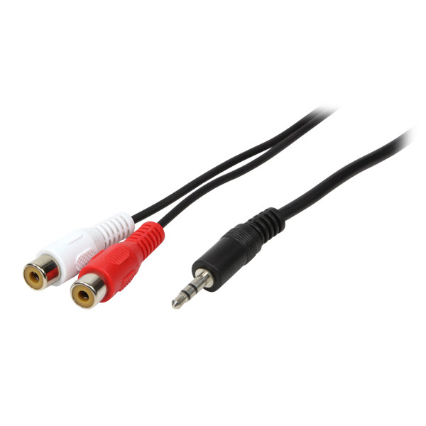 LogiLink Audiokábel, 3,5 mm-es 3 tűs/M-2x RCA/F, fekete, 1,5 m