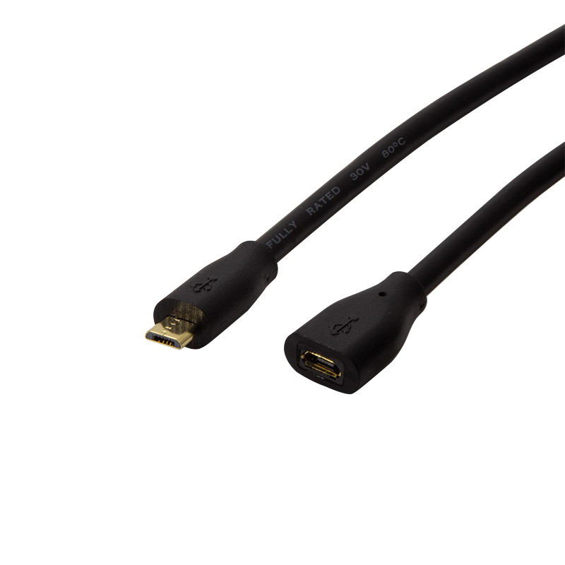 Logilink USB 2.0 kábel, Micro-USB/M - Micro-USB/F, fekete, 2 m