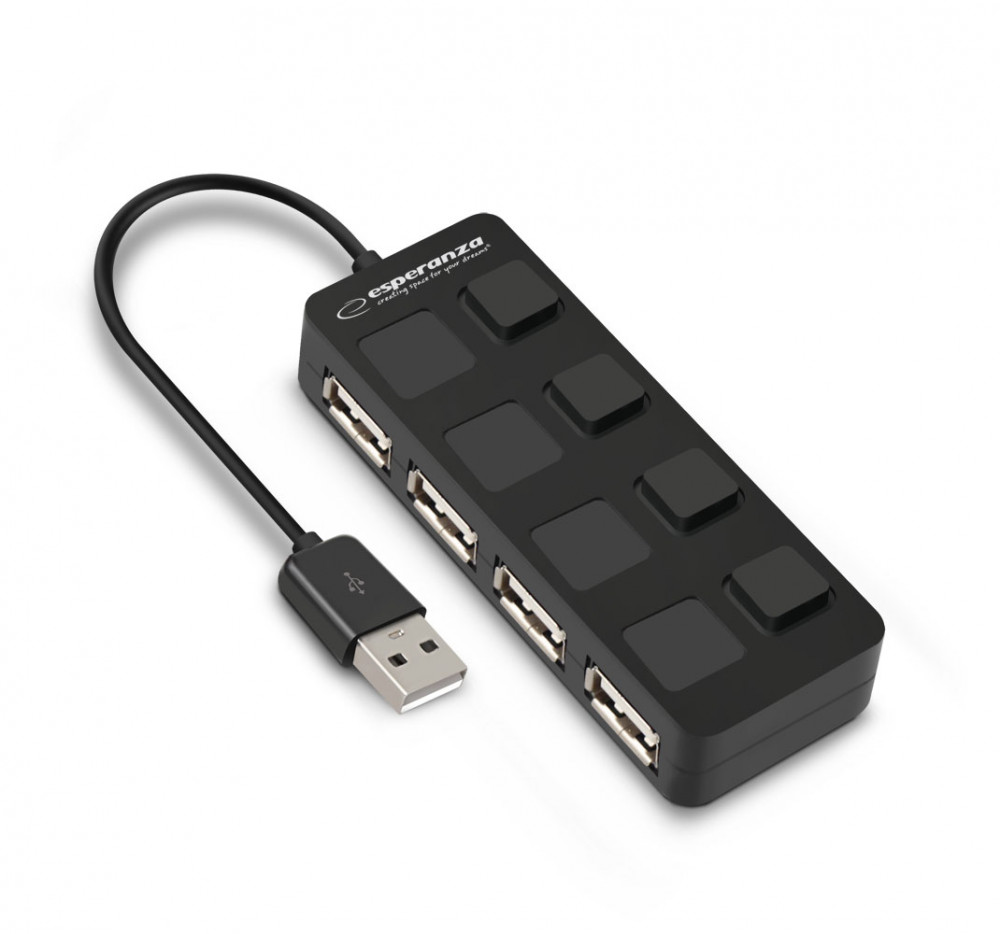 Esperanza 4-portos USB 2.0 HUB kapcsolóval