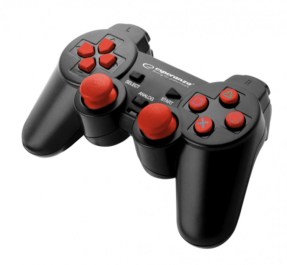 Esperanza Corsair Gamepad PS2/PS3/PC fekete-piros