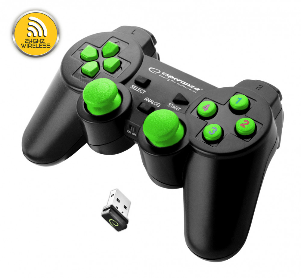 Esperanza Gladiator Wireless Gamepad PS3/PC fekete/zöld