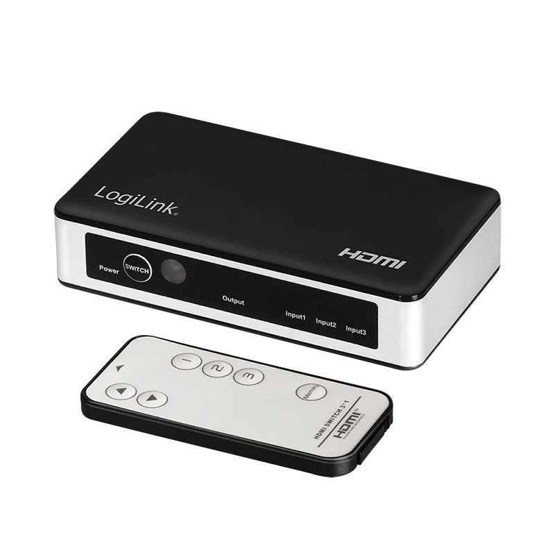 Logilink HDMI kapcsoló, 3x1 port, 4K/60 Hz, HDCP, HDR, CEC, RC