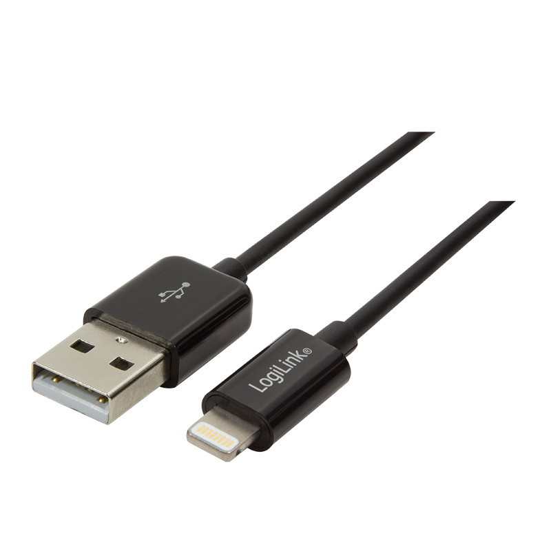 Logilink USB Lightning csatlakozókábel, fekete színű, 0,18m