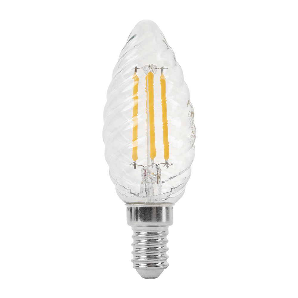 LED gyertya csavart üvegbúra, E14, C35, 4W, 400LM, semleges fehér fény - FILAMENT