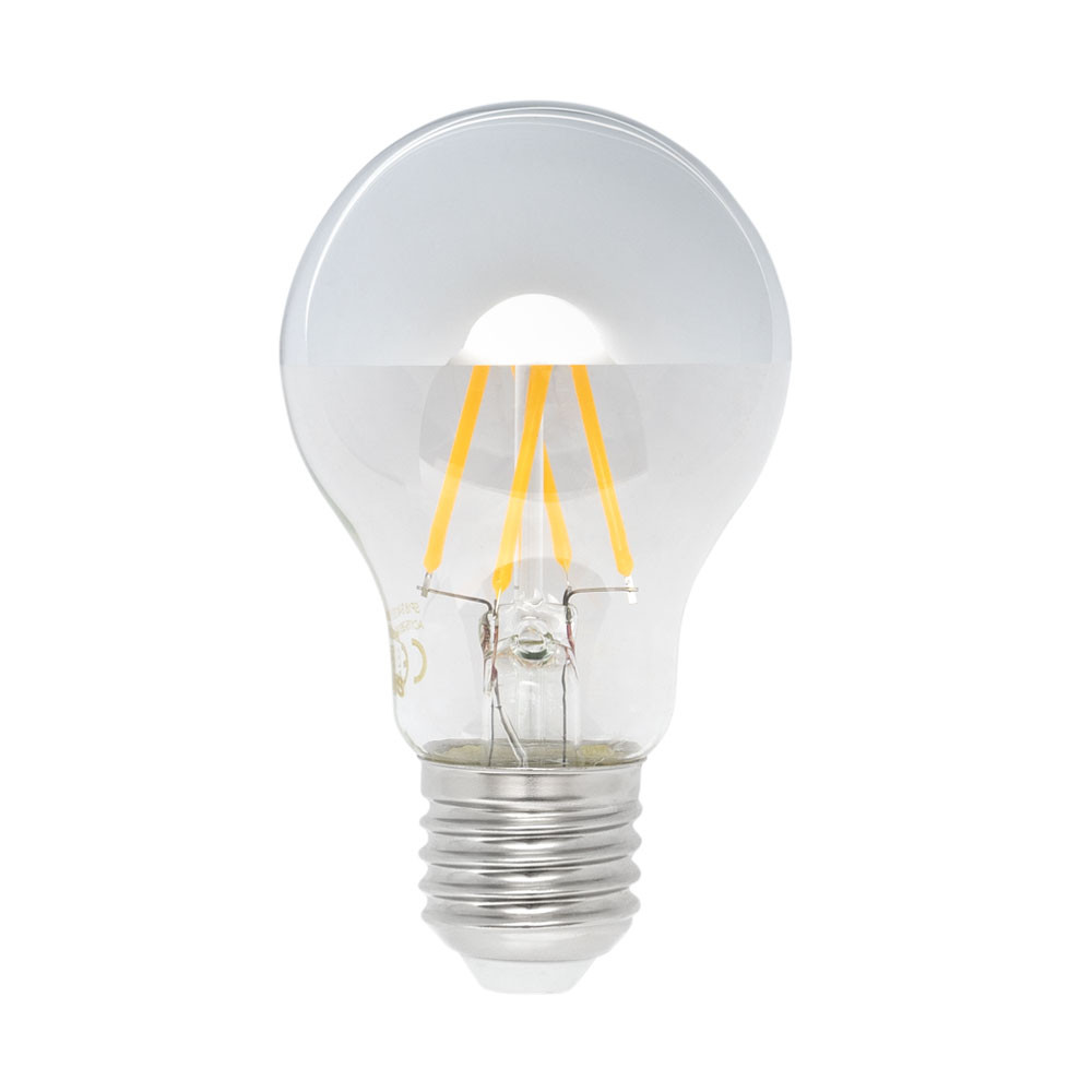 LED gömb(A60), E27, 4W, ezüstözött üvegbúra, 2700K, 400LM, 230V