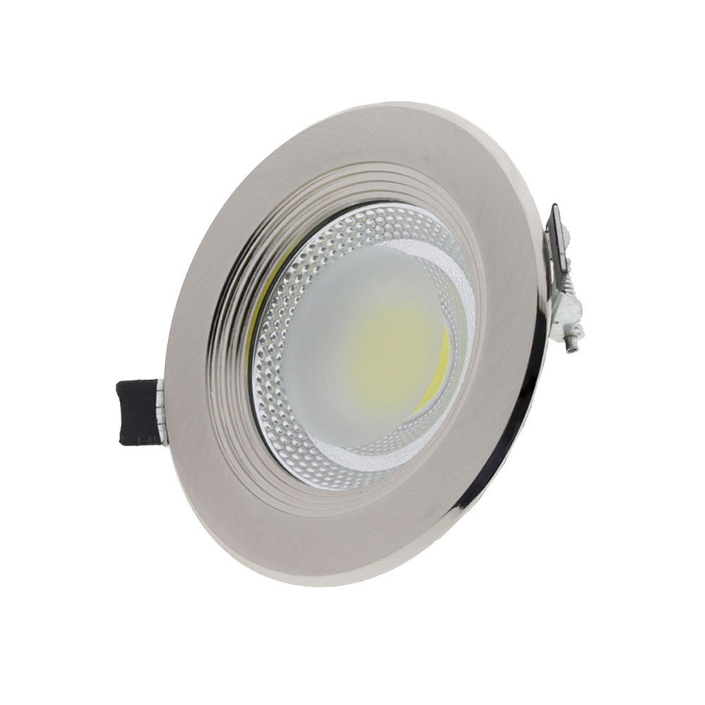 LED spotlámpa, 15W, COB, inox keret, kerek, fehér fény