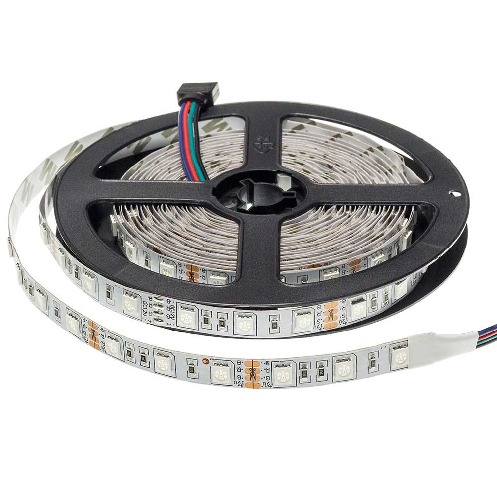 LED szalag, 5050, 60 SMD/m, nem vízálló, RGB+fehér fény