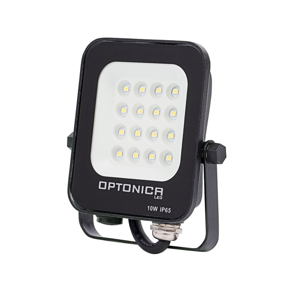 LED reflektor, 10W, 900lm, AC230V, fekete ház, 90° IP65 6000K