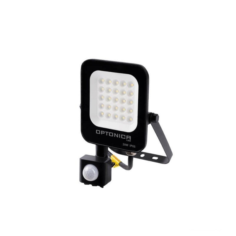 LED SMD reflektor szenzorral, fekete, 20W, 1800lm, AC220-240V, 90°, IP65, 6000K