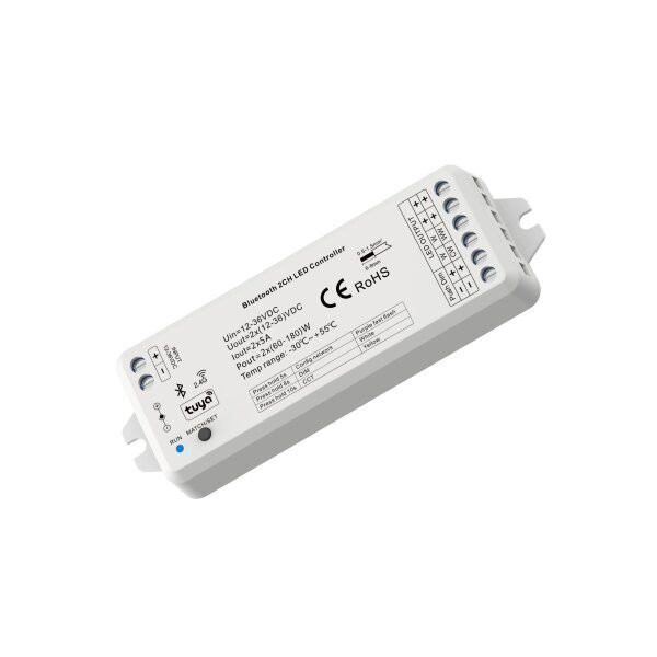 TUYA(Bluetooth) és RF kontroller 12-36V DC 5A*2CH 120W/240W/360W