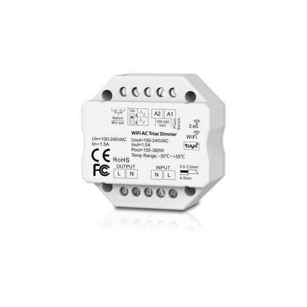 WIFI, tuya, Triac RF, 2.4G, PUSH DIM dimmer 100-240V AC, 150W/360W