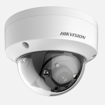 Hikvision Analóg HD kamera. 5 Mpx-es, kültéri, dome, 2,8 mm fix objektív, valós WDR, IK10