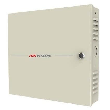 Hikvision, ajtóvezérlő, TCP/IP, RS-485, Wiegand 26/34 bit, 2 db zár / 2 db riasztás kimenet, 12 V DC