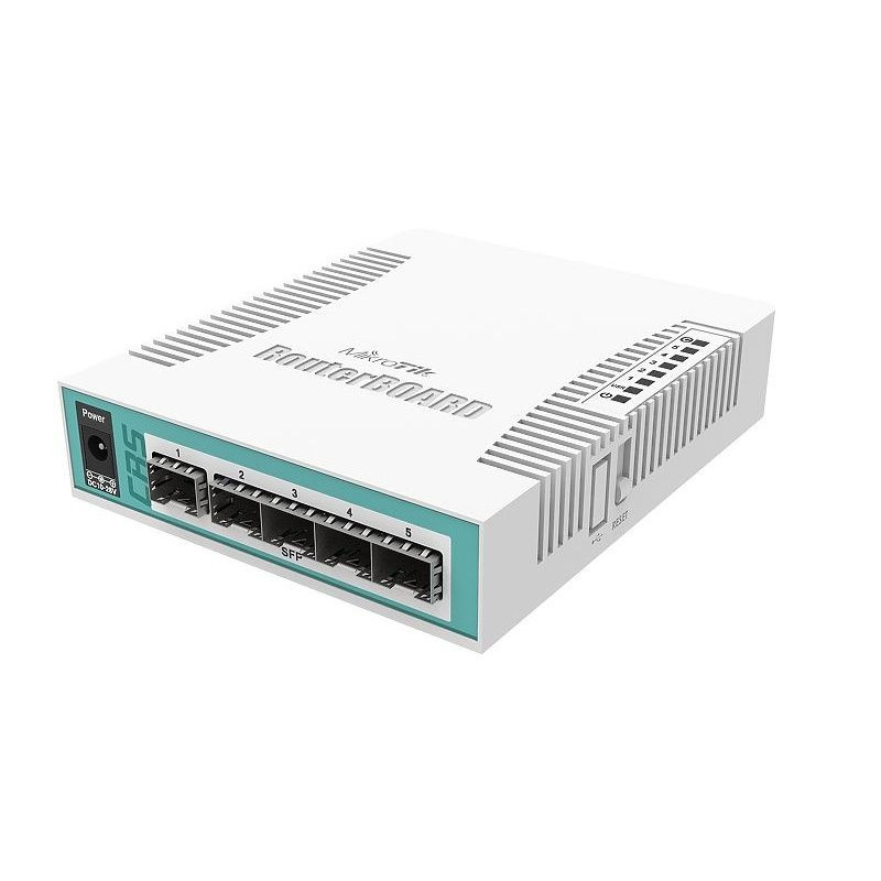 MikroTik Cloud Router Switch 106-1C-5S, beltéri, asztali, Web menedzsment, Controller szoftver, Gigabit LAN port 1, SFP