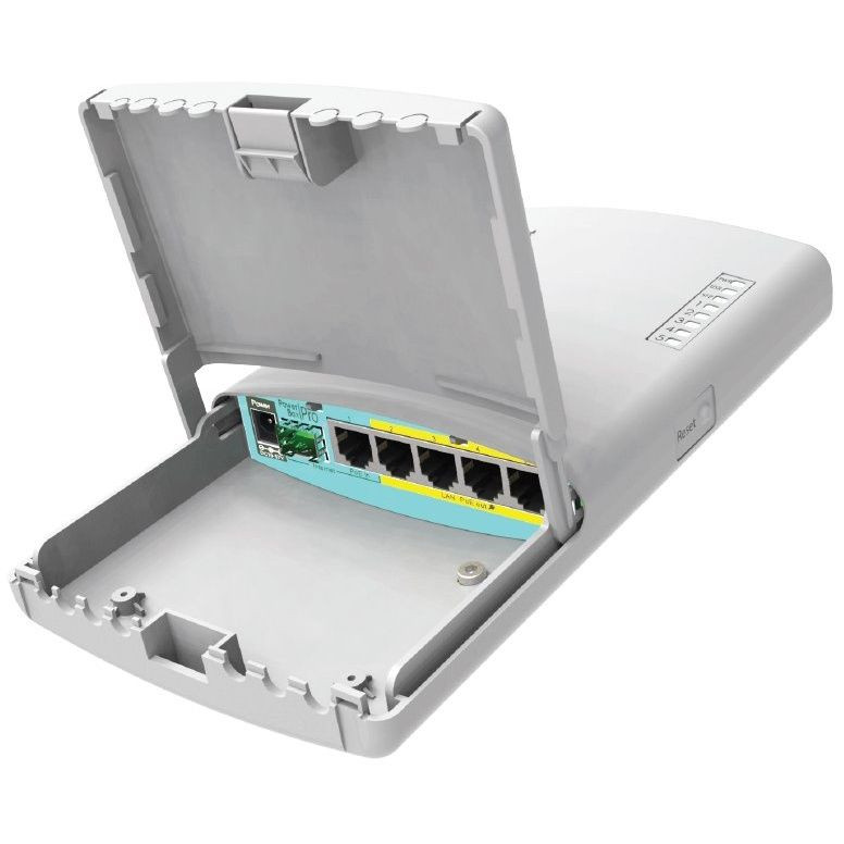 MikroTik kültéri router PowerBox Pro RB960P, kültéri, Gigabit LAN port 5 db, SFP port 1 db