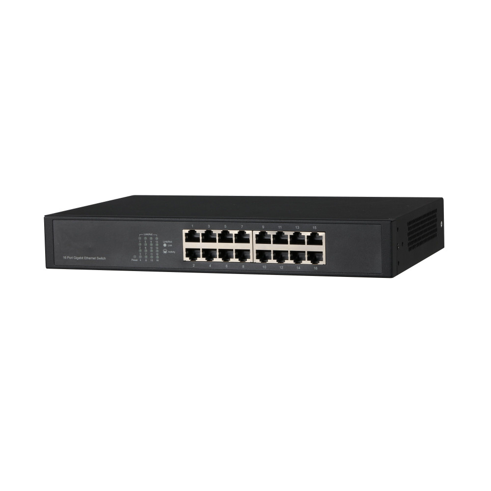 Dahua PFS3016-16GT switch, beltéri, 19” rackbe szerelhető, nem menedzselhető, Gigabit LAN port 16