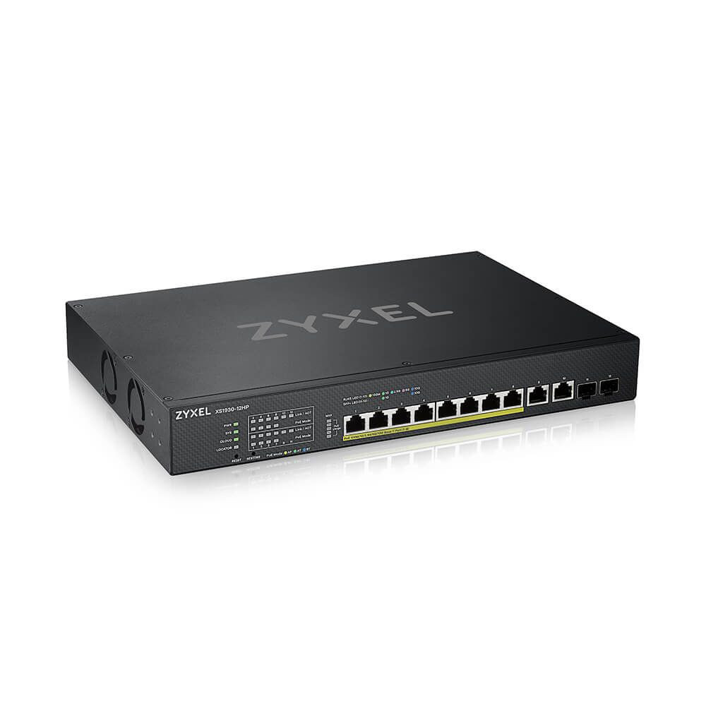 ZyXEL XGS1930-12HP Multi-Gigabit PoE Switch, beltéri, 19” rackbe szerelhető, 802.3af/at/bt, Smart menedzsment, PoE port