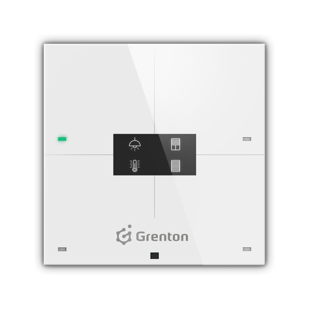 Grenton SMART PANEL, OLED kijelző, 4 db érintőgomb, Wi-Fi kommunikáció, fehér