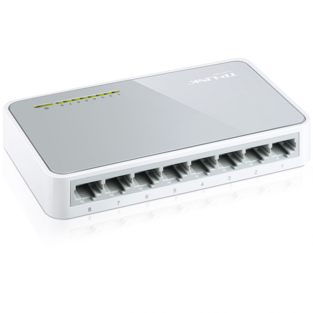 TP-Link switch TL-SF1008D, beltéri, asztali, nem menedzselhető, 10/100 LAN port 8