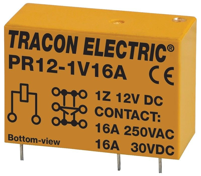 tracpr12-1V16A Print relé 12 V DC, 16 A, 1 váltóérintkezős - Relé - relémodul