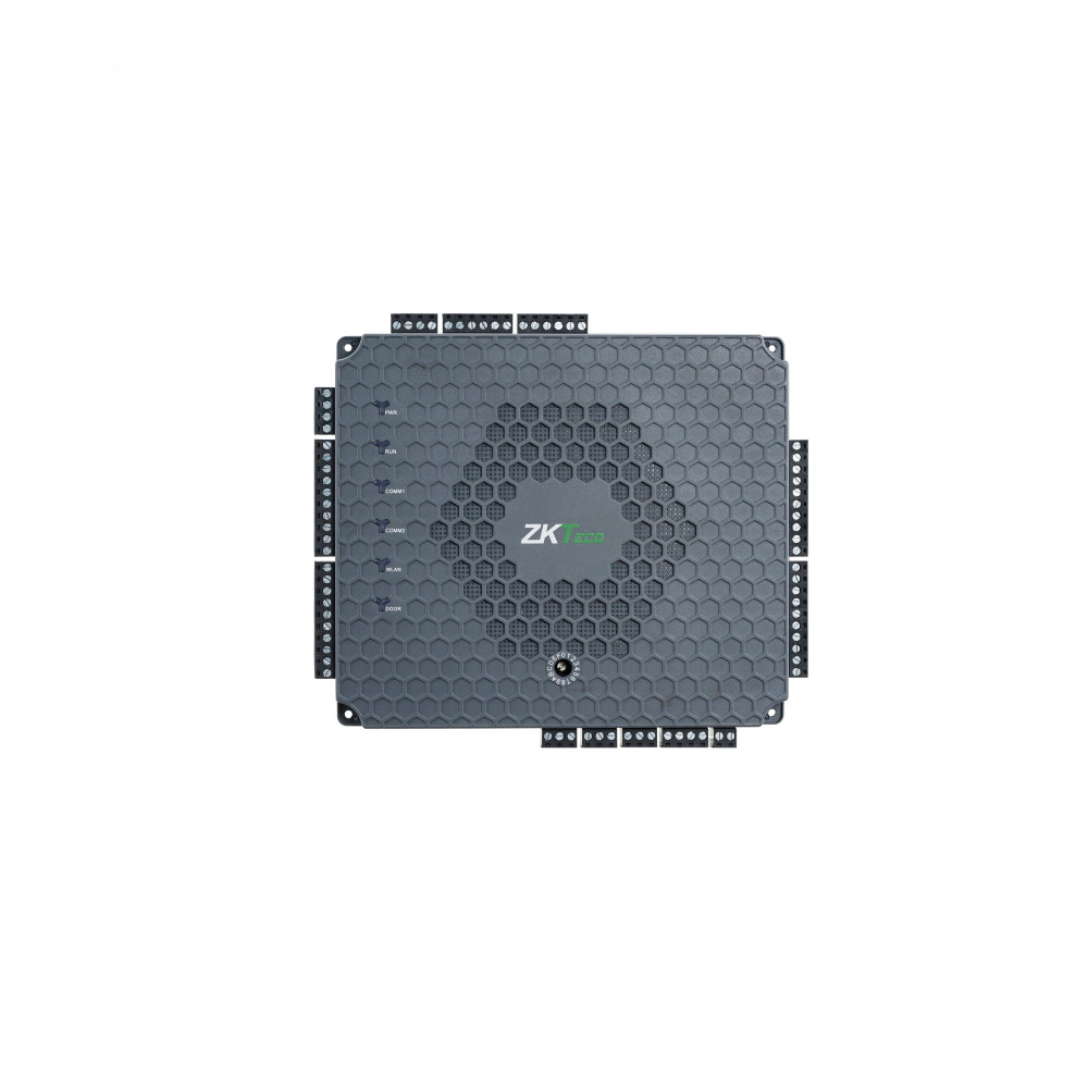 ZKTeco, ajtóvezérlő, TCP/IP, Wiegand, OSDP, RS-485, 3 db kimenet összesen, 2x zár, 1x aux, 6 db bemenet max., 2x kilépő,