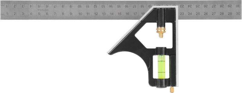 Strend Pro szögmérő, rozsdamentes acél vonalzóval és vízmértékkel, 300 mm