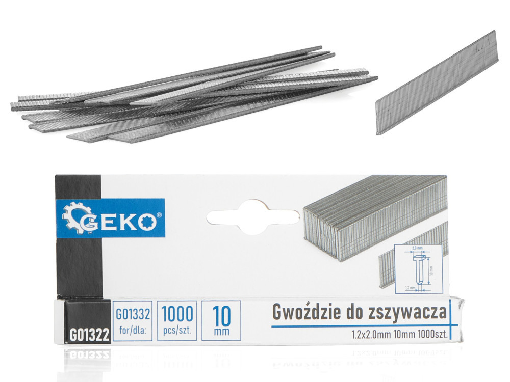 GEKO tűzőgép szög 1,2 x 2 mm, 10 mm, 1000 db