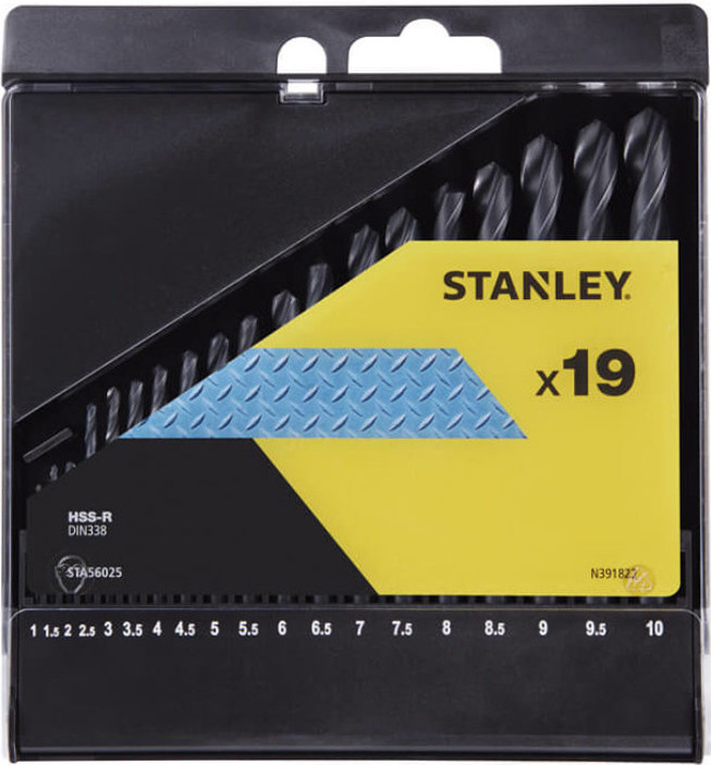 STANLEY HSS-R fémfúró készlet, 19db-os, 1-10mm